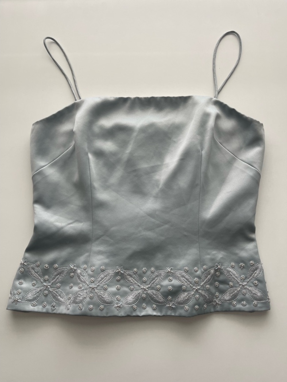 Donna Morgan VTG Light Blue Satin Beaded Camisole